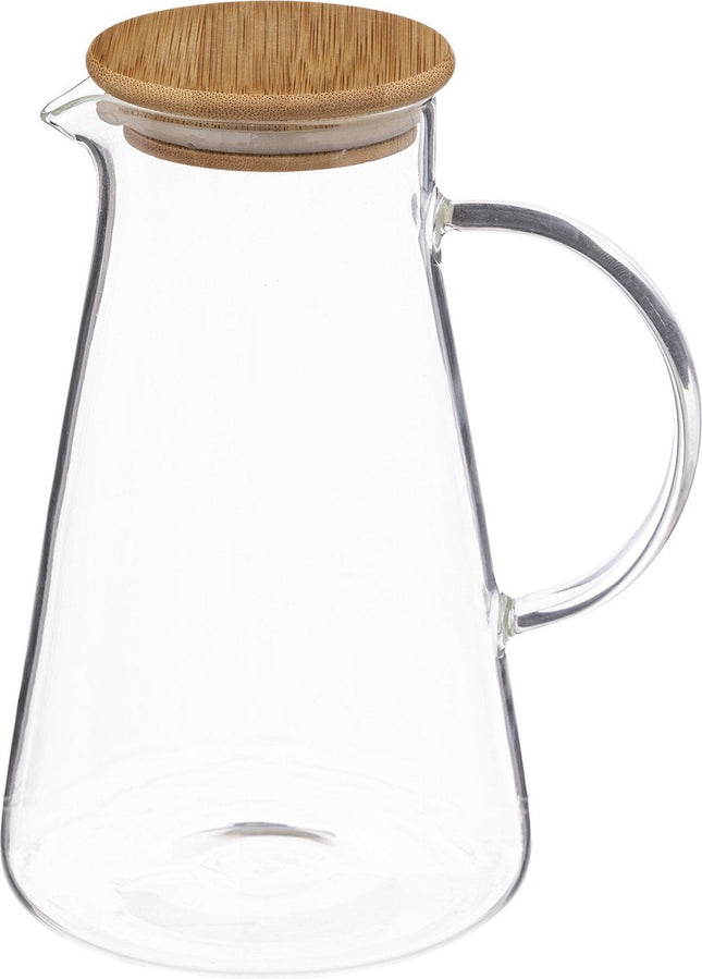 5Five glazen karaf 1,5 liter met bamboe deksel – waterkan en sapkan