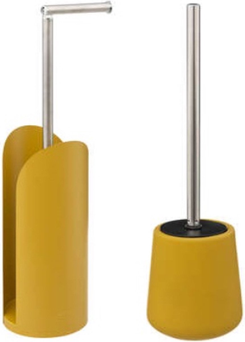 5Five Cocoon flexible toilet roll holder + toilet brush - Yellow