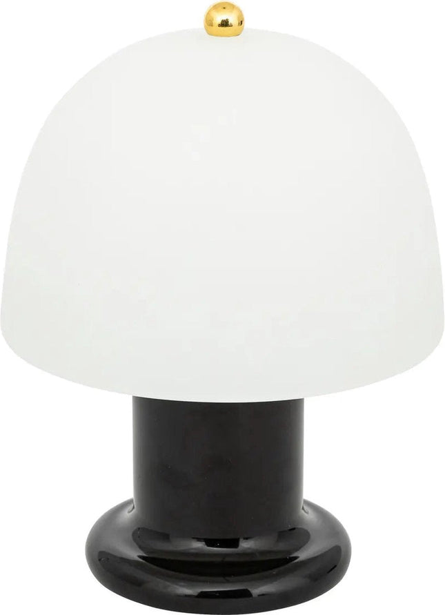Atmosphera LED tafellamp op batterijen – bouclé kap, zwart, Ø 16 x 21 cm