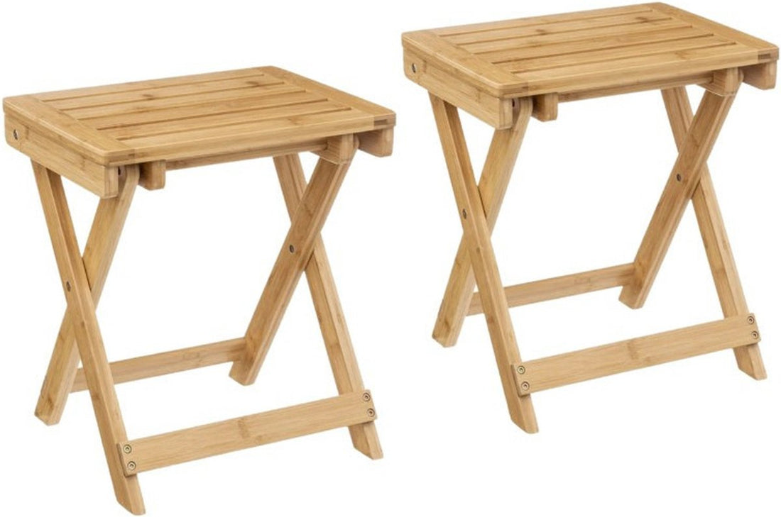 5Five - Folding side table - 2x - bamboo wood - L39 x W33 x H44 cm