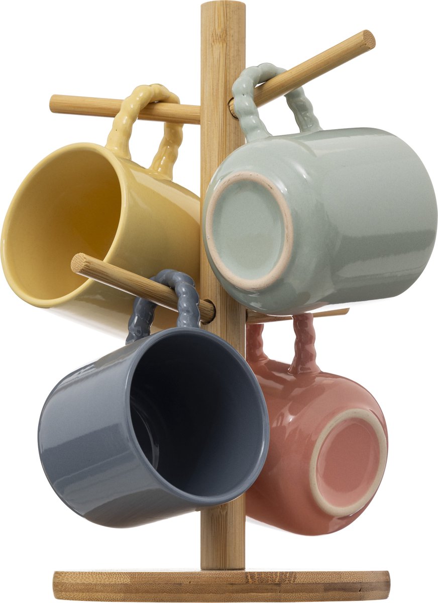Support Emma avec 4 tasses 21 cl Secret de Gourmet - Multicolore