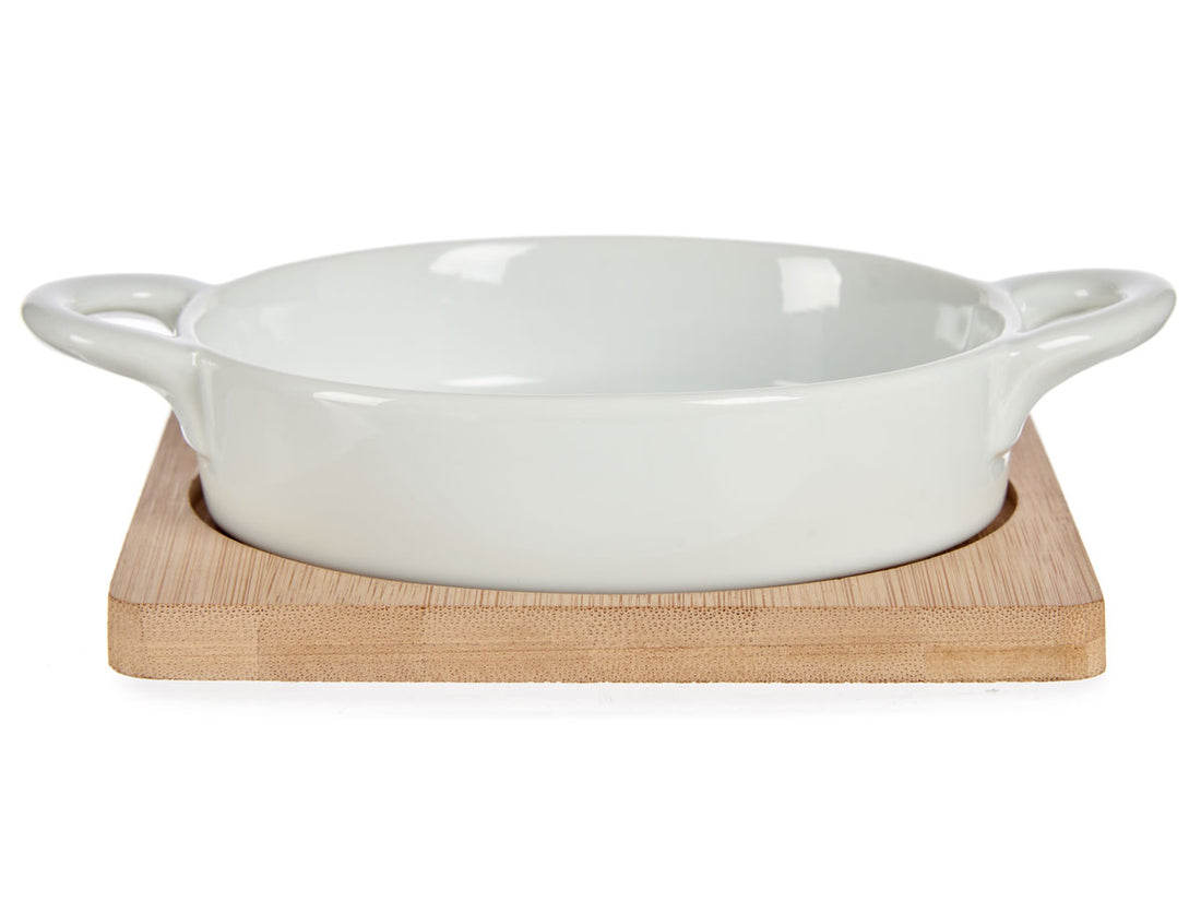 Serving Dish with Bamboo Coaster – 12.5 cm – Stylish and Practical