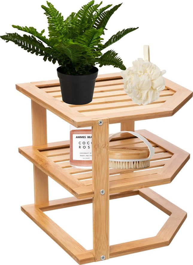 5Five 2-tier bathroom shelf - 26 x 23 x 26 cm - bamboo wood