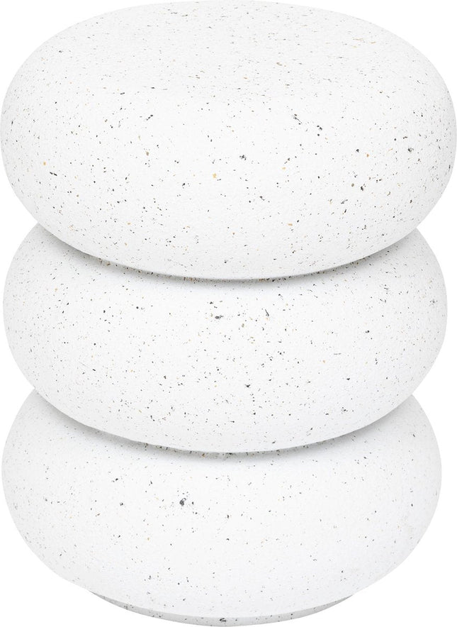 Atmosphera Stonento Totem Couchtisch aus weißem Magnesium - Ø35xH43 cm - Weiß