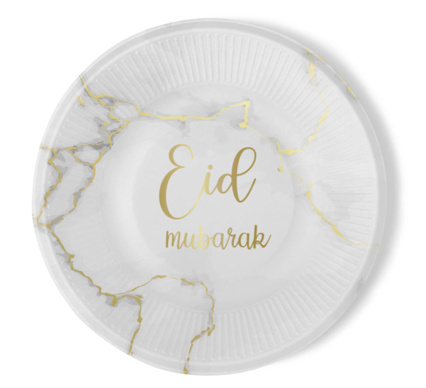 Eid Mubarak plates marble gold (6 pieces)