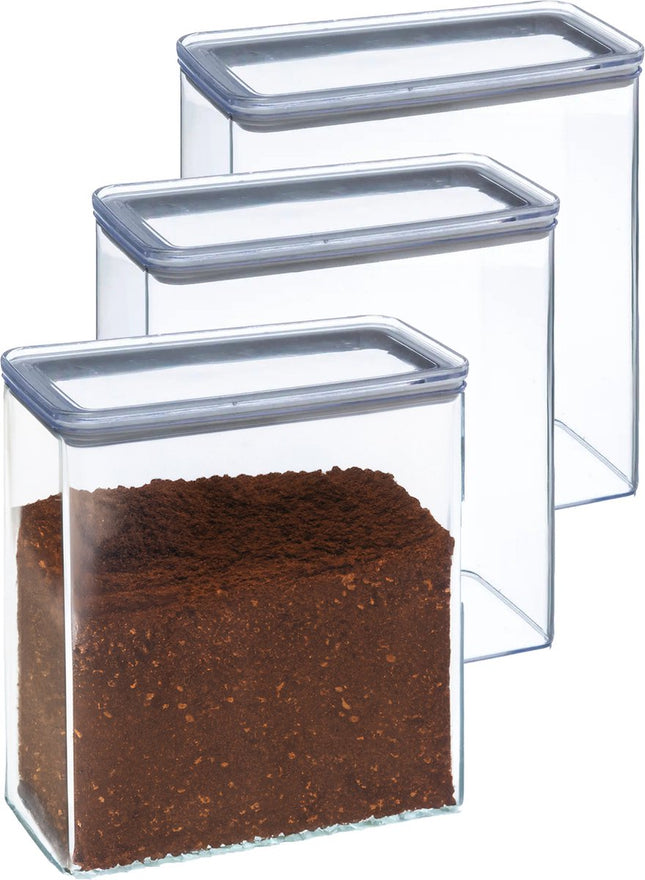 5Five Boîte de conservation - 5x - cuisine / alimentaire - plastique - 3000 ml - couvercle hermétique - transparent - 20 x 10 x 20 cm