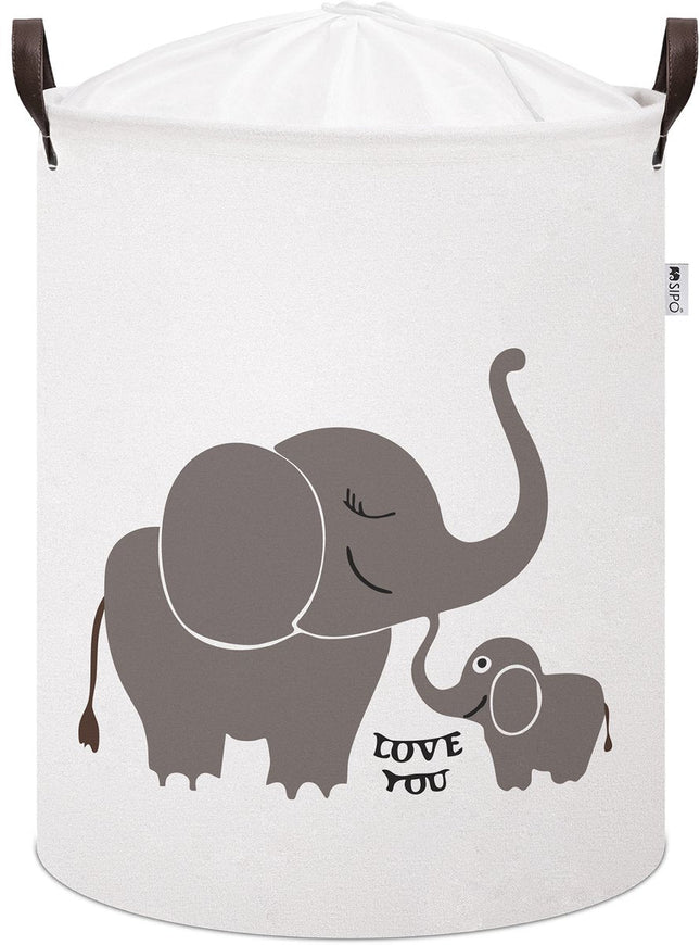 Sipo speelgoedmand olifant – katoenen opbergmand 43 liter met trekkoord