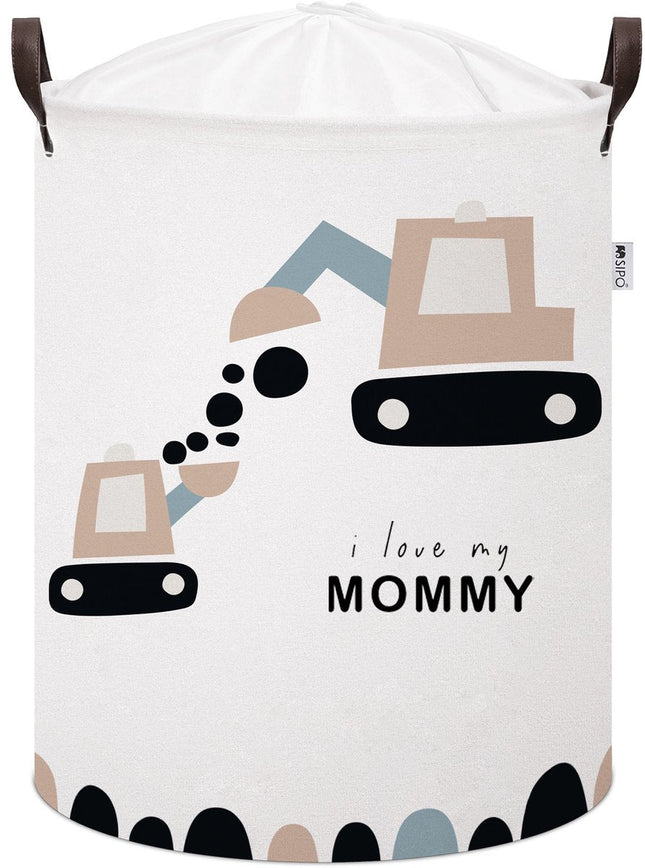 Bagger Spielzeugaufbewahrungskorb - Baumwoll-Aufbewahrungsbox mit „I Love My Mommy“ - Kinderwäschekorb - 43 Liter - 35 x 35 x 45 cm - Spielzeugkorb - Sipo