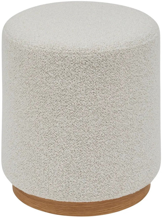 Atmosphera Poef om te zitten - Nesky Boucle - stof / hout - wit - D41 x H45 cm - extra zitplaatsen - stoelen