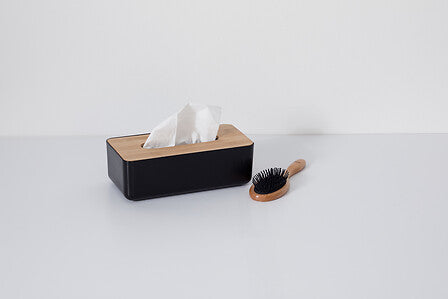 Schwarze Bambus-Taschentuchbox – Stilvoller Taschentuchhalter (26 x 13 x 8,8 cm) – Moderne Aufbewahrungsbox für Kleenex & Taschentücher – Nachhaltiges Design für Wohnzimmer, Badezimmer oder Büro