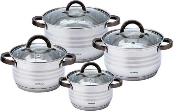 Klausberg 7701 - 8-piece cookware set - cooking pots - 16-18-20-24 cm - with lids Graphite