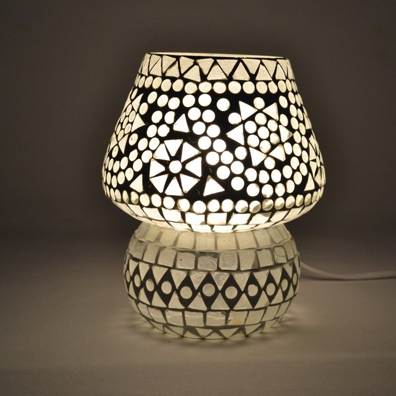 Lampe de table champignon mosaïque orientale transparente