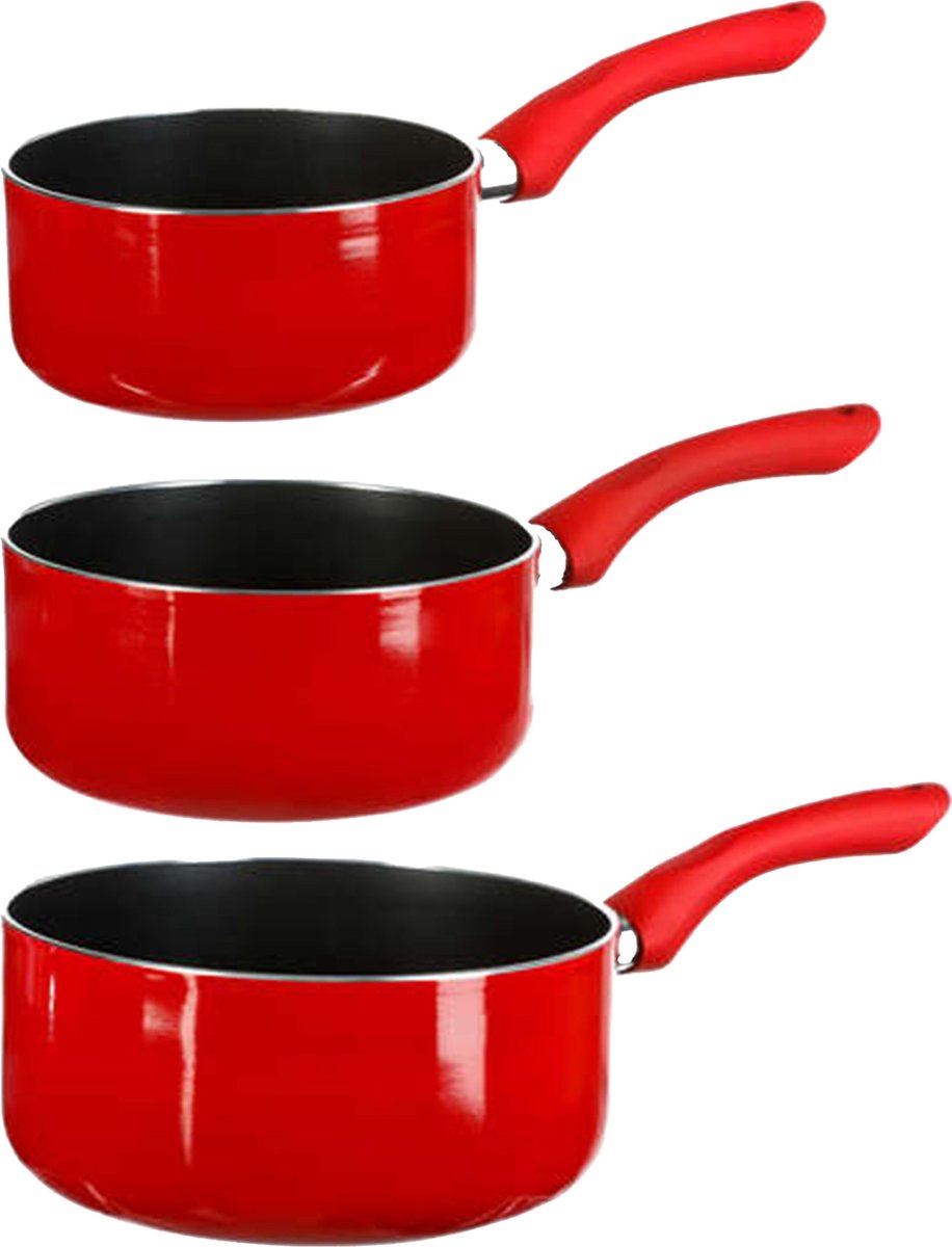 5Five - Casseroles - Induction - Set de 3 - Diamètre 16 / 18 / 20 cm - Rouge