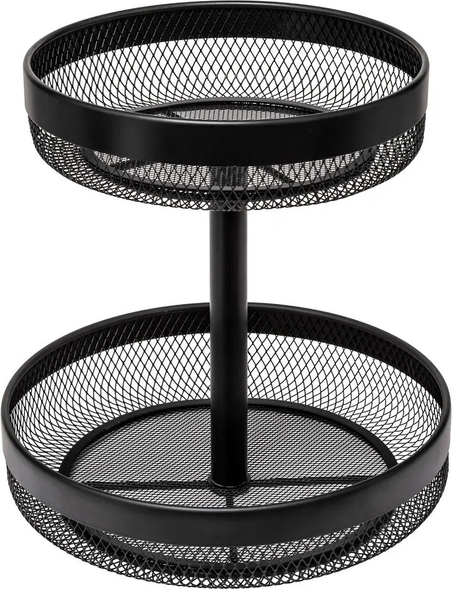 5Five fruitschaal 2-laags Double Fruit – zwart metaal, Ø 30 cm, 31 cm hoog