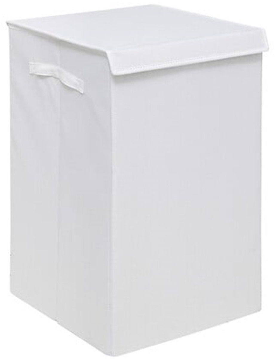 5Five Eureka sorteer wasmand - 74 liter - wit - 37 x 37 x 60 cm - MDF / Polyester stof - met afsluitklep