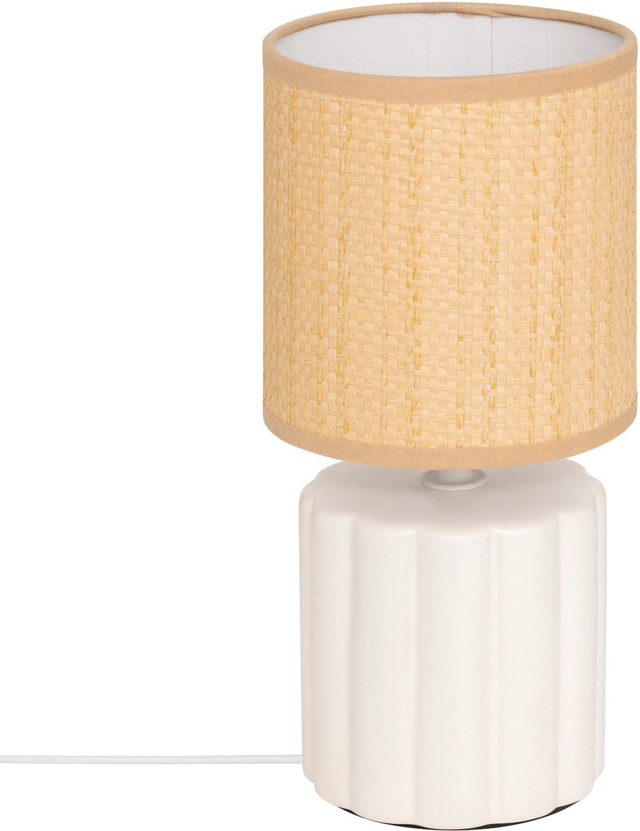 Atmosphera Tylia Tischleuchte - Ø13xH26 cm - Beige / Weiß