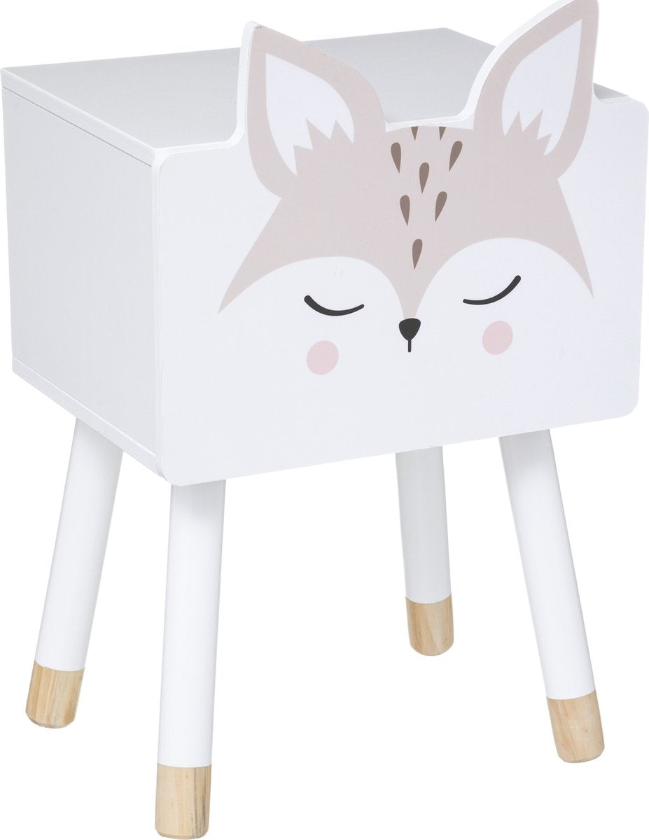 Table de chevet enfant Atmosphera Kids Renard avec rangement - Table de nuit - Rangement - Bois - Chambre d'enfant