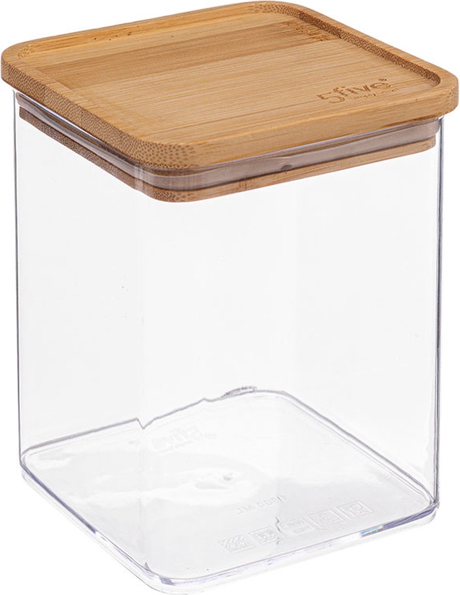 5Five - Keuken voorraadpot - Berlino - kunststof / bamboe - 1000 ml