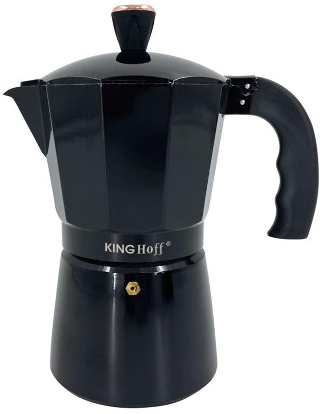 Cafetière espresso en aluminium Kinghoff KH-1885 – 12 tasses – Noir – Compatible induction – 600 ml – Percolateur