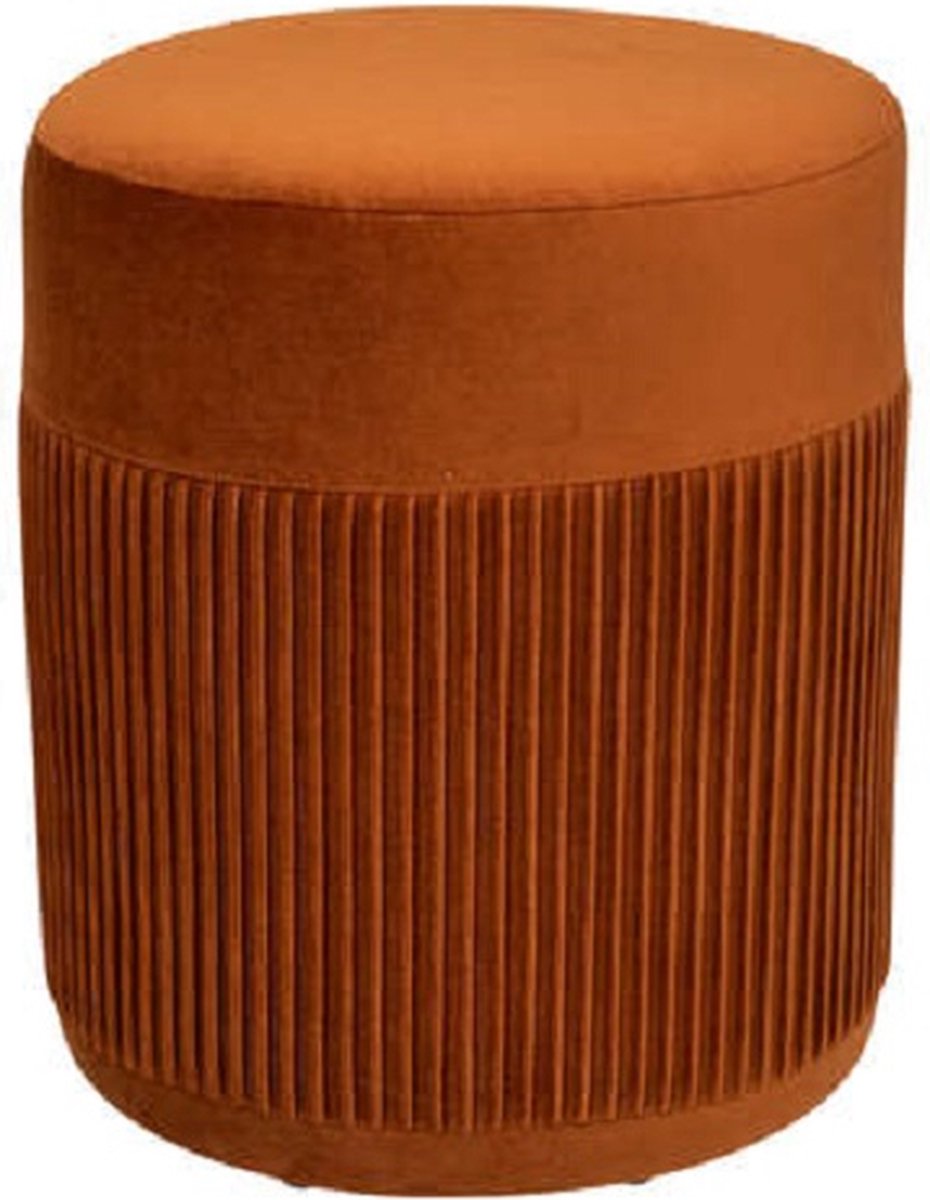 Atmosphera Nofy velvet pouffe - Amber - H 38 CM