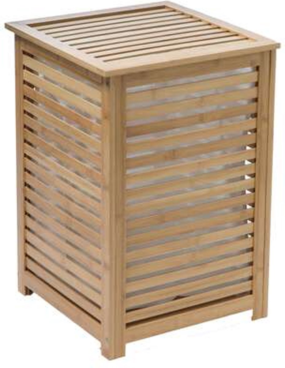 5Five Bamboo Laundry Basket - With laundry bag - 65 liters - 40 x 38 x 58 cm - light brown - with lid