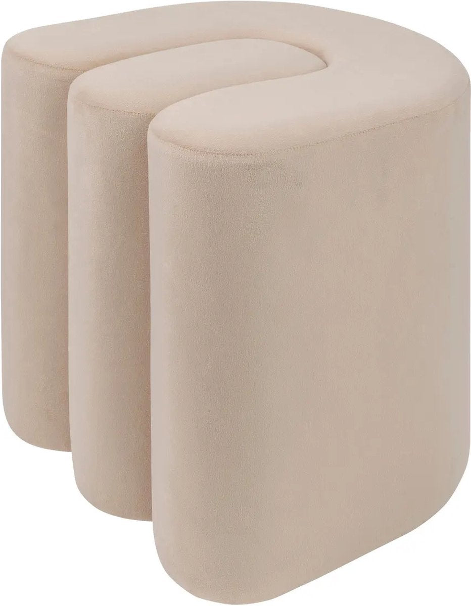 Atmosphera Bolan velvet pouffe - 40 x 40 cm - Beige