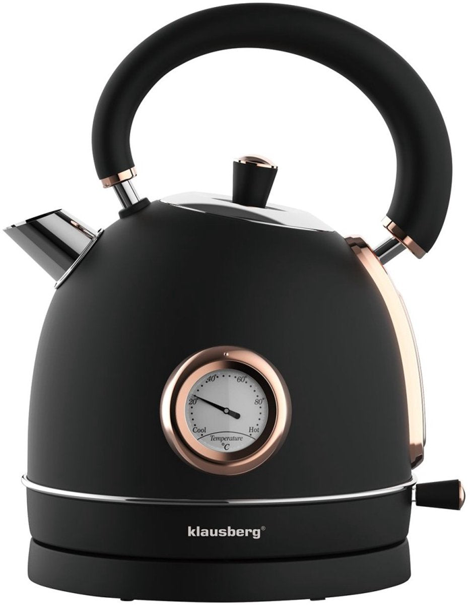 Klausberg 7905 - Retro Kettle - 1.8L - Stainless Steel - black - with thermometer