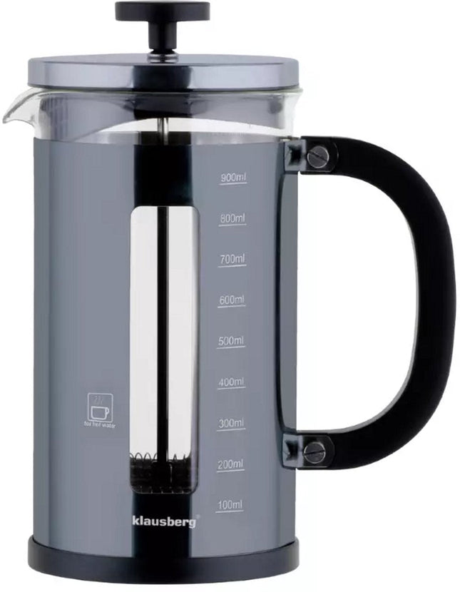 Klausberg Piston Brewer 1 liter – French press van glas, grafiet