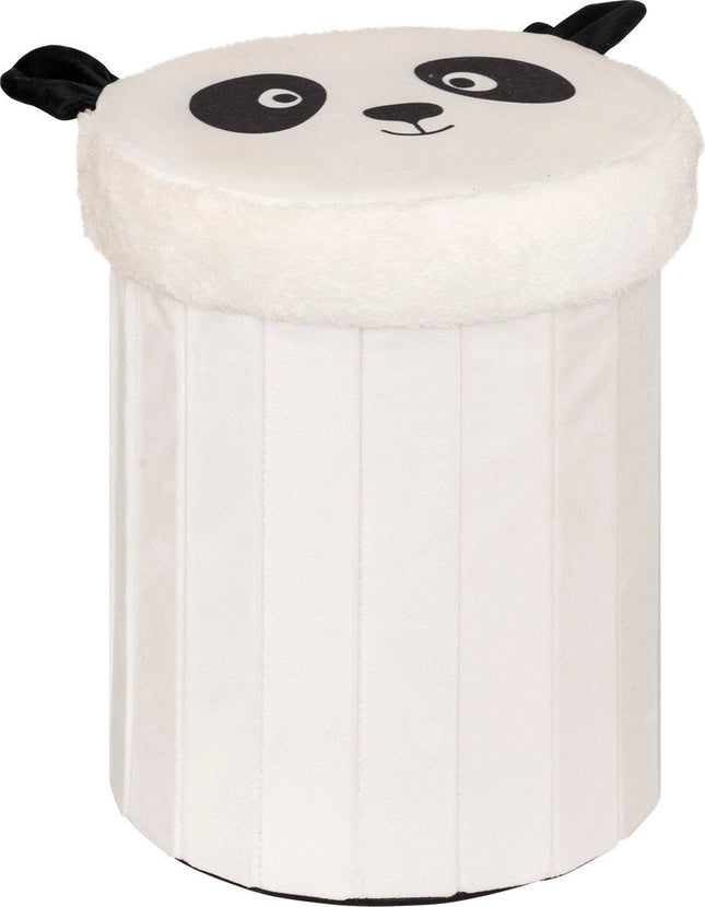 Atmosphera Panda poef met opbergruimte – opvouwbaar, zwart/wit, Ø 30 cm