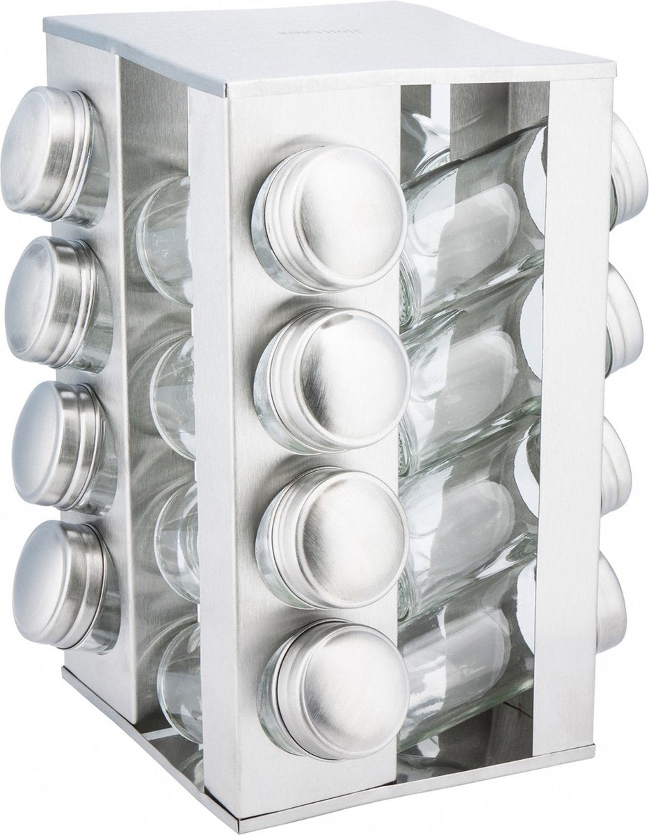 Kinghoff 4007 square spice rack - stainless steel - 17-piece