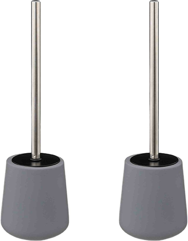 2 x 5five brosse WC avec support - grès - gris - rond - 39 cm