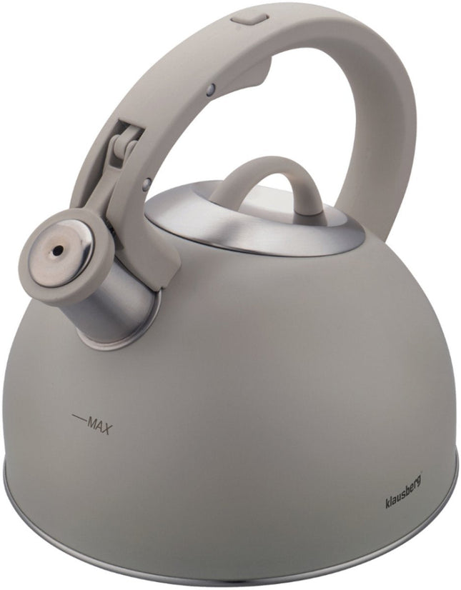 Klausberg 7912 fluitketel grijs – RVS, 2,5 liter, ook voor inductie