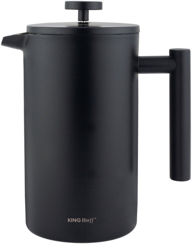 Kinghoff KH-1996 French press 1 liter – dubbelwandig RVS, mat zwart