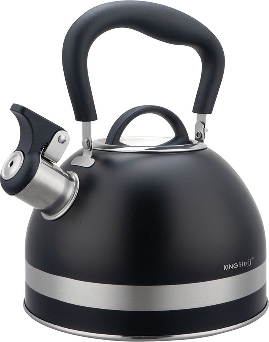 Kinghoff 1858 - Whistling kettle - 1.8 liters - Stainless steel - Black