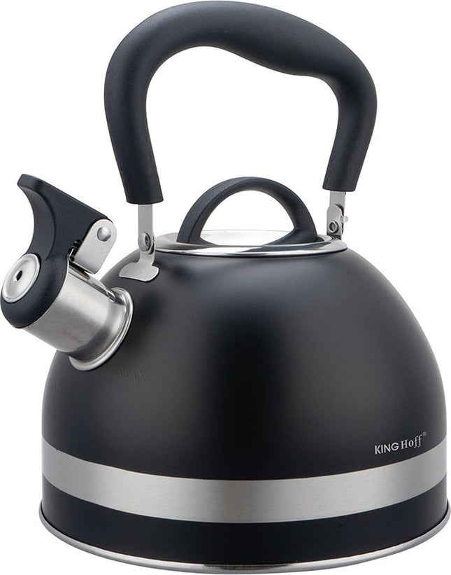 Kinghoff 1858 - Whistling kettle - 1.8 liters - Stainless steel - Black