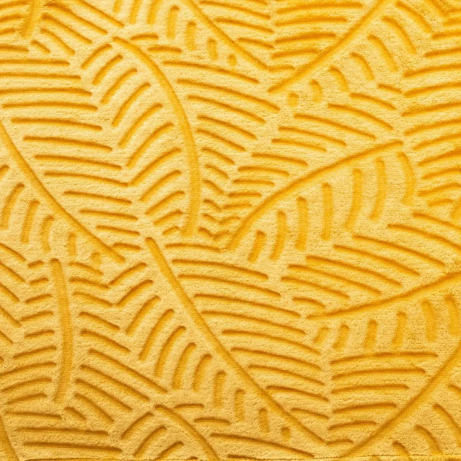 Throw blanket 125 x 150cm | Fleece blanket | with palm leaf pattern | Ochre yellow