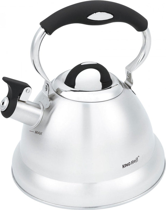 Kinghoff 1659 - Traditional whistling kettle - 3.1 litre - Silver-coloured
