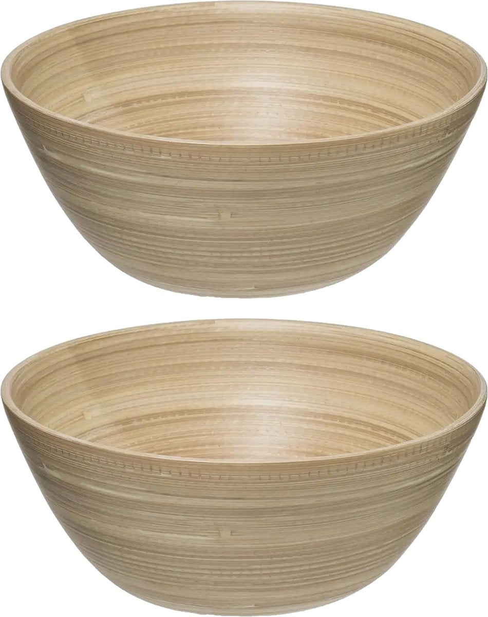 Secret de Gourmet Salad Bowl/Serving Dish - bamboo - D30 cm - Set of 2