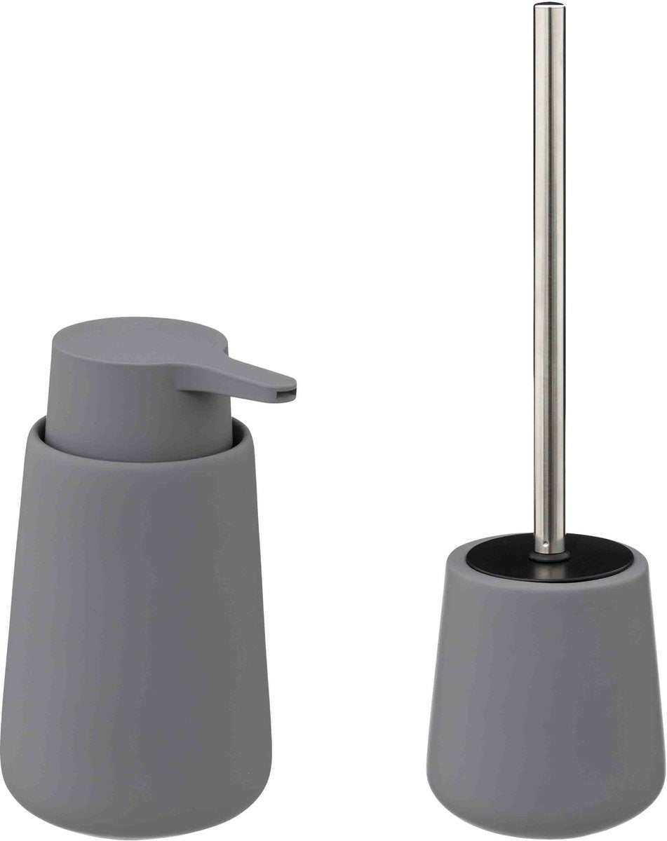 5Five - WC / Brosse WC avec distributeur de savon 250 ml - gris - céramique