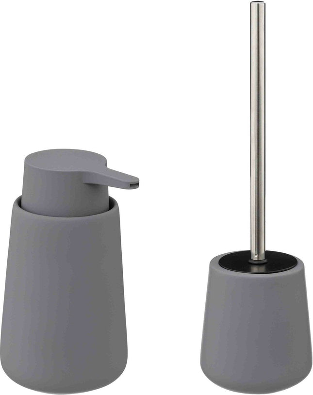 5Five - WC / Brosse WC avec distributeur de savon 250 ml - gris - céramique