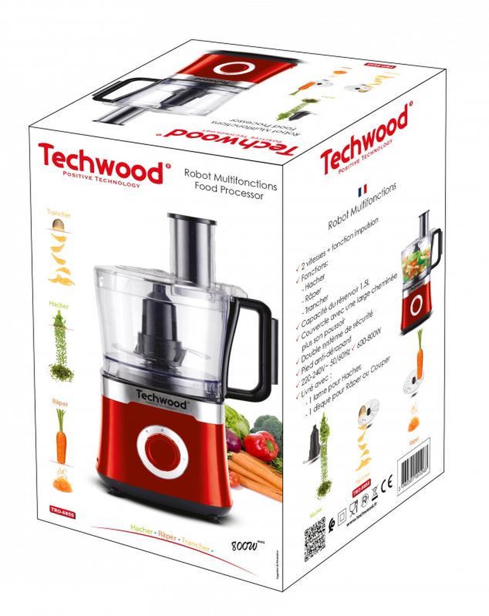 Techwood - Robot multifonction - 800 W - hacher - râper - couper