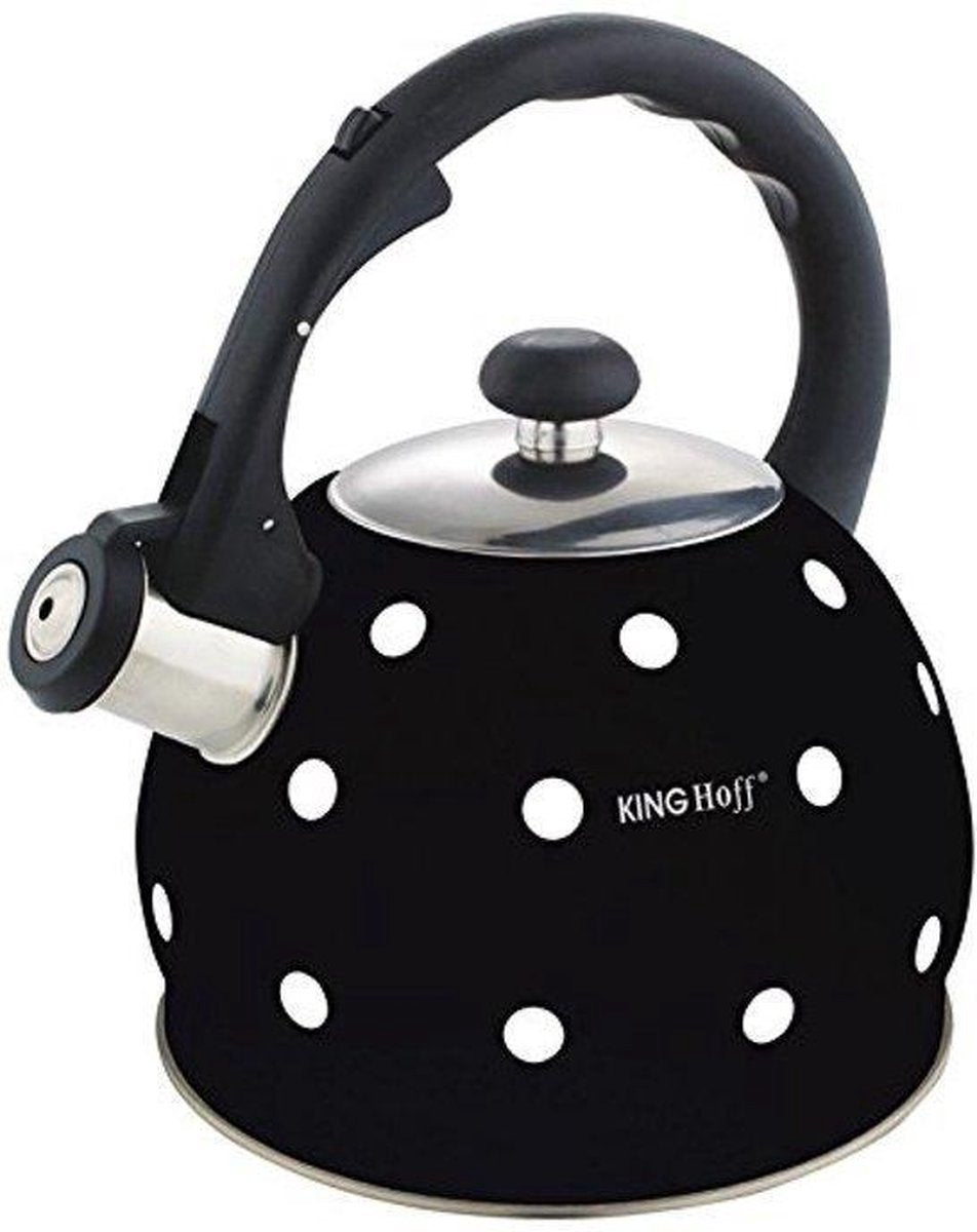 Kinghoff Fluitketel zwart stippel - 2 l
