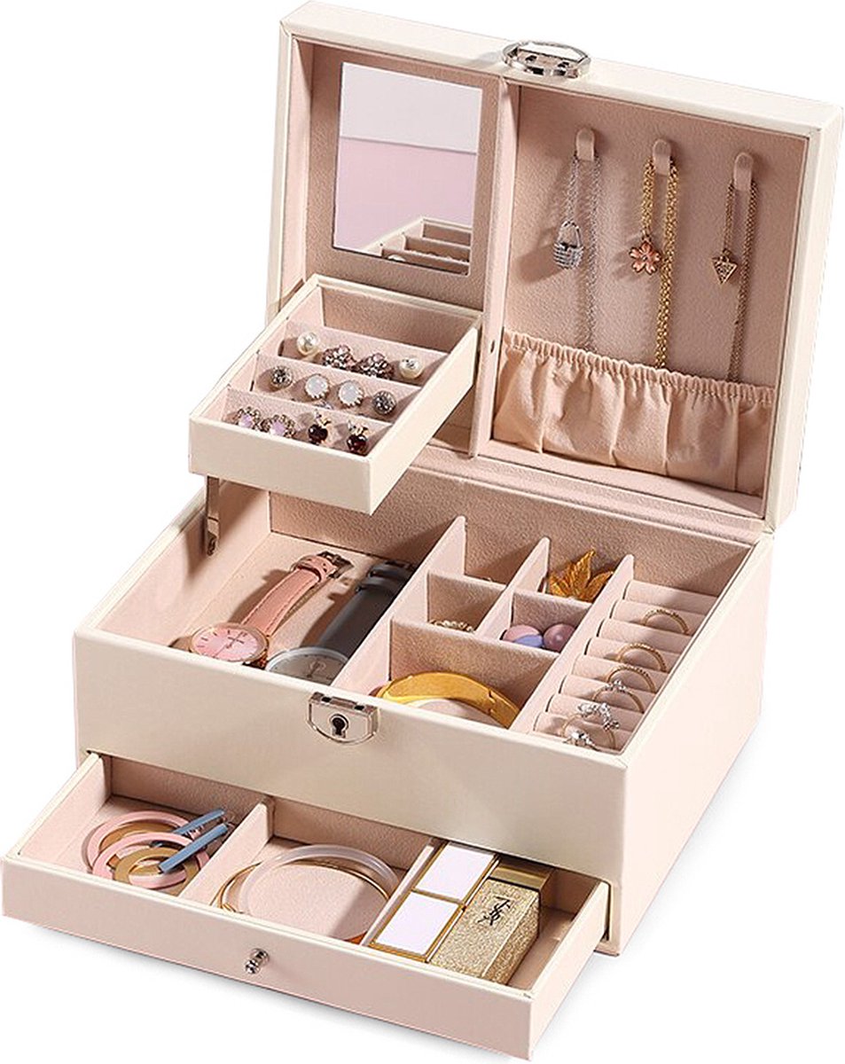 Jewelry Organizer with Mirror - Luxury Storage Box