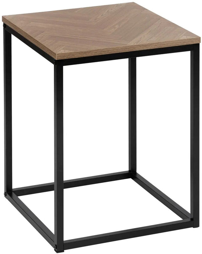 5Five Bijzettafeltje Chevron - hout / metaal - lichtbruin / zwart - D40 x H50 cm - koffie tafel
