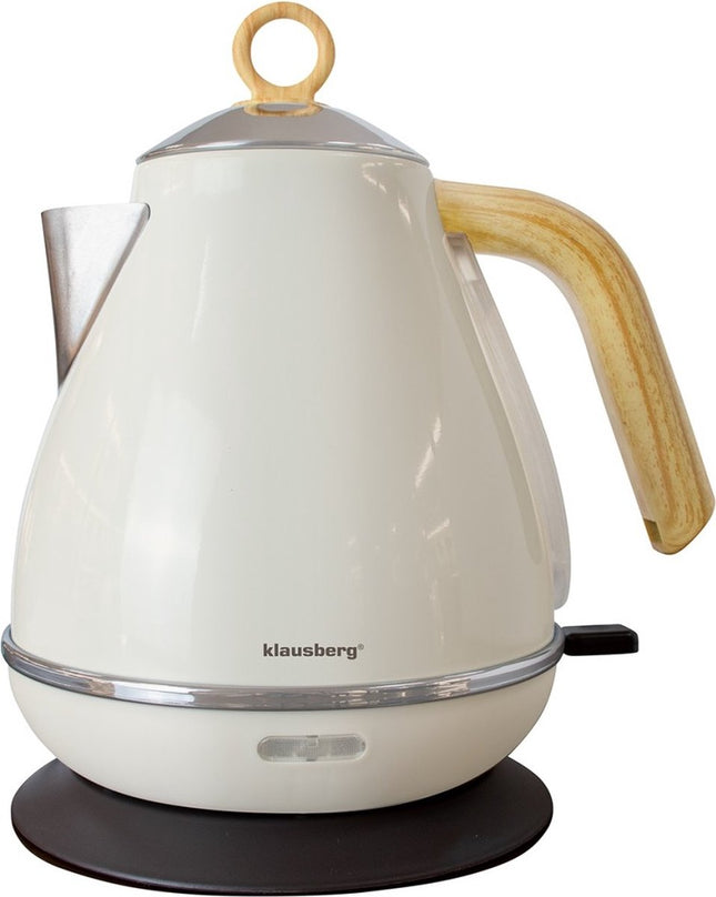 Klausberg 7708 retro waterkoker 1,7 liter – gebroken wit RVS, met thermometer