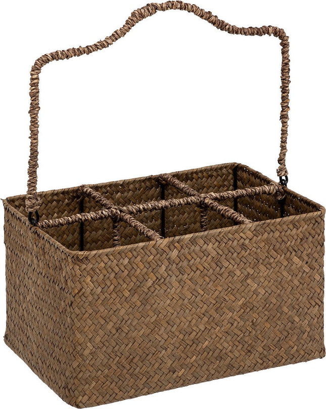 Atmosphera Flessenhouder Mand 6 x 75 cl - The Floral Collection - Bruin