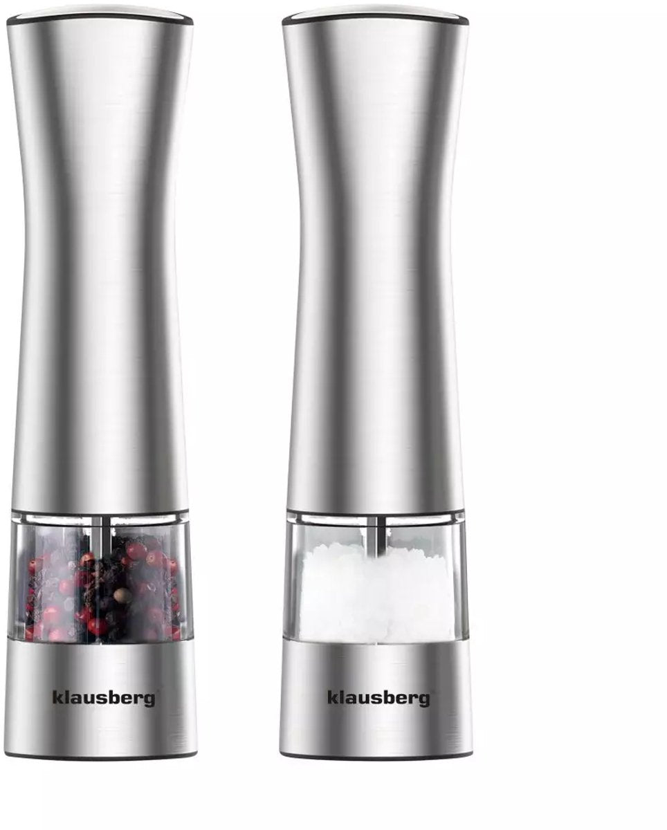 Klausberg KB7610 elektrische peper- en zoutmolen – met licht en RVS-behuizing
