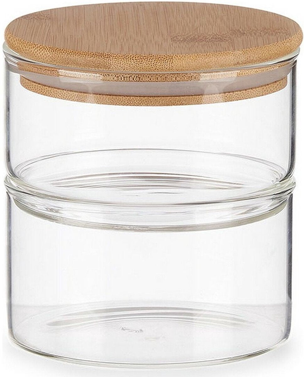 Voorraadpot borosilicaatglas en bamboe met deksel – 800 ml, bruin/transparant