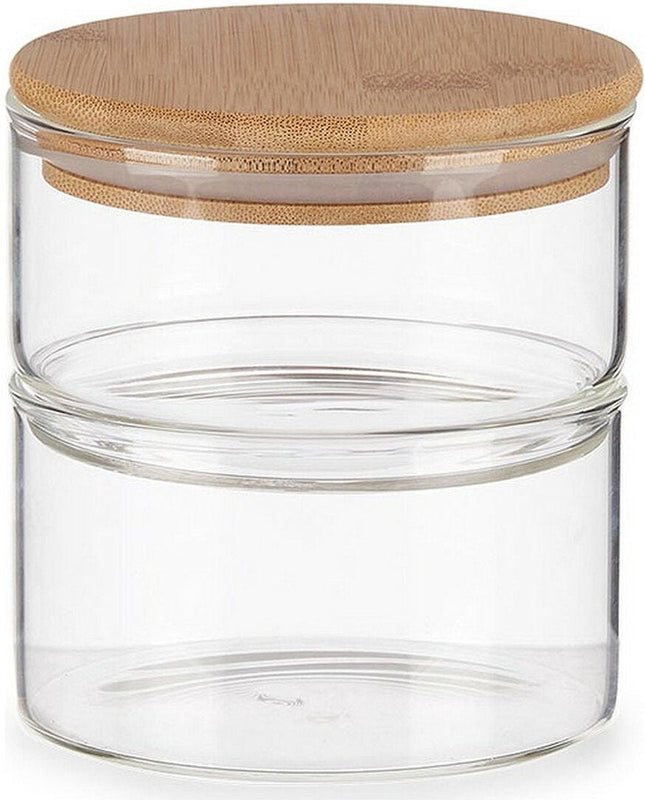 Voorraadpot borosilicaatglas en bamboe met deksel – 800 ml, bruin/transparant