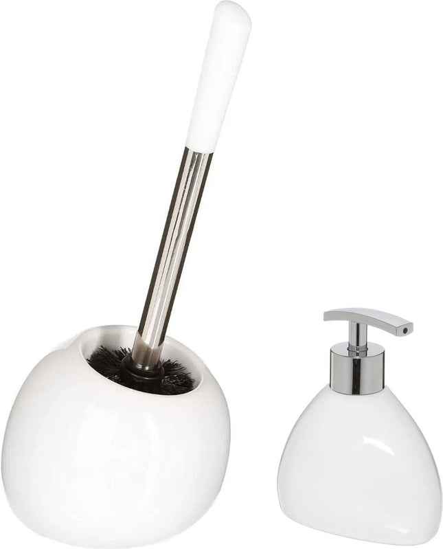 5Five - Brosse WC avec support - blanc - Distributeur de savon 300 ml